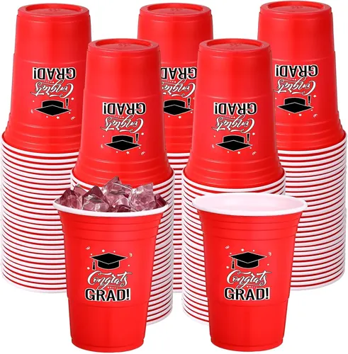 Ziliny 100 Pack Graduation Cups Bulk 16 oz Congrats