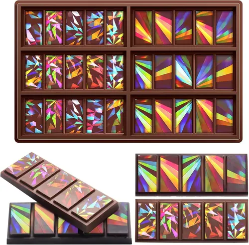 Ziliny Holographic Chocolate Mold, Rectangle, Windmill and Diamond