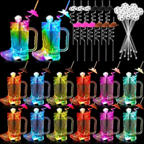 Ziliny 12 Sets LED Cowboy Boot Mug Cups including