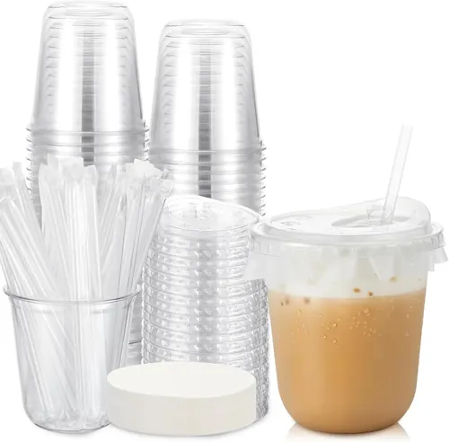 Ziliny 50 Pack 12 oz Clear Plastic Cups