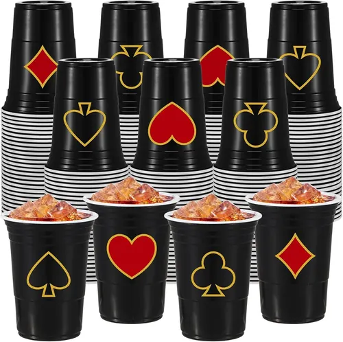 Ziliny 100 Pack Casino Theme Cups 16 oz Poker