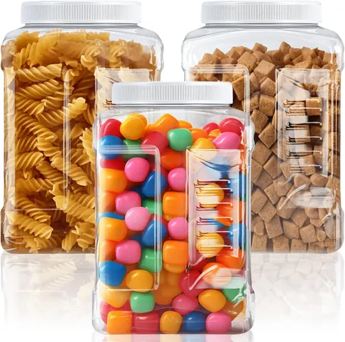Ziliny 3 Pcs 1 Gallon Clear Plastic Jar