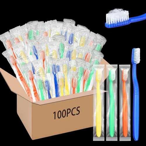 Ziliny 100 Pcs Prepasted Disposable Toothbrushes Bulk Individually Wrapped