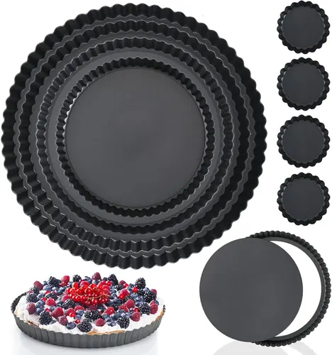Ziliny 8 Pcs Non Stick Tart Pan with Removable