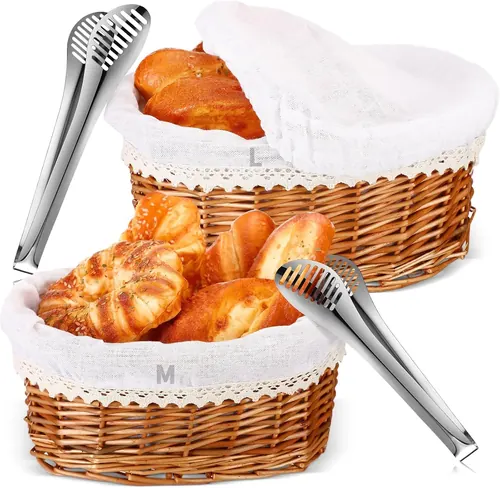 Ziliny 2 Set 11" 12" Wicker Bread Basket