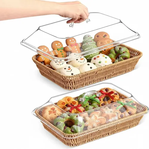 Ziliny 2 Set Christmas Wicker Bread Basket for Serving
