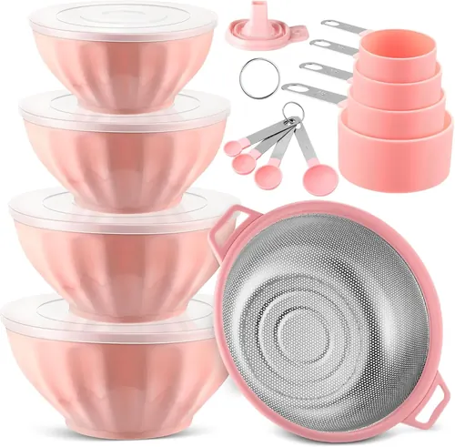 Ziliny 4 Pcs Mixing Bowls with Lids Plastic Nesting