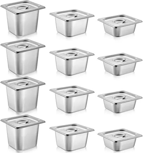 Ziliny 12 Pack Stainless Steel Hotel Pans with Lid