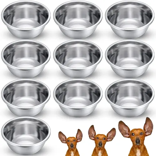Ziliny 10 Pcs 8 Cup Metal Dog Bowls Stainless