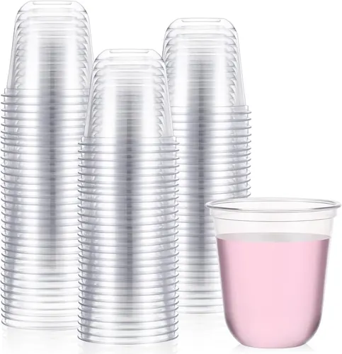 Ziliny 100 Pcs Plastic Stemless Wine Glasses Disposable Plastic
