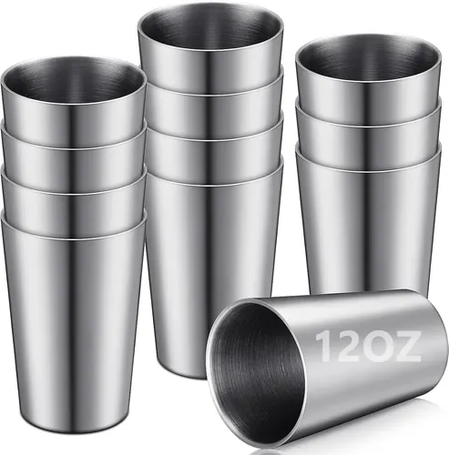 Ziliny 12 Pack Stainless Steel Cups 12oz Double Wall