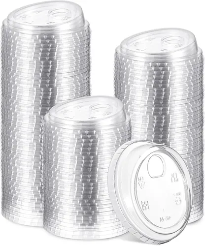 Ziliny 100 Count 90mm/3.5inch Strawless Sipper Lids, Clear PET