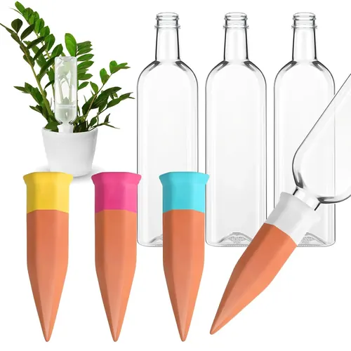 Ziliny 4 Pack Plant Watering Devices, Terracotta Self Watering
